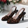 Fashion Leopard Women's Sandals High Heels Buckle Shoes Designer Dress Slingback Pumps 2025 Fashion Shallow Stilettos Sandalias De Mujer