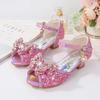 2025 New Summer Girls' Princess Sandals - Soft Sole Butterfly Crystal High Heels for Kids