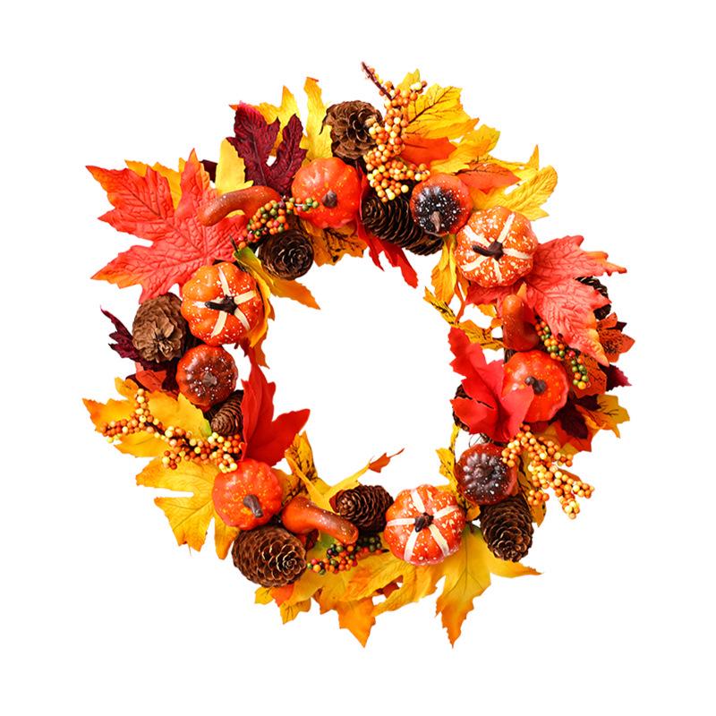 2026 Autumn Halloween Berry Pumpkin Wreath, Home & Door Decoration Vine Ring for Thanksgiving