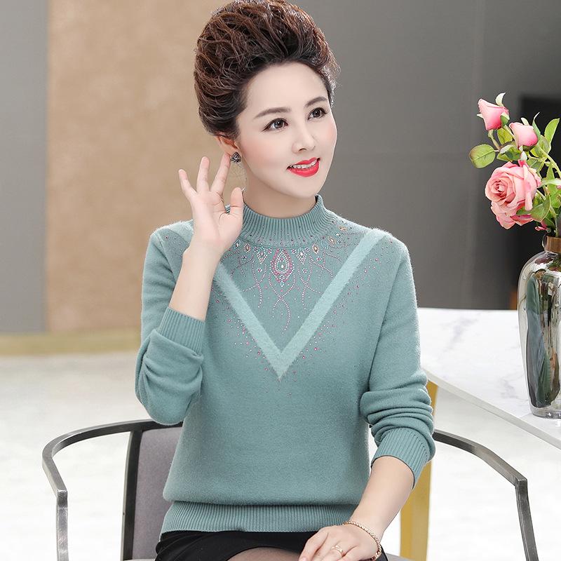 Mom's Winter Velvet Sweater - Stylish High-Neck Base Layer for Middle-aged & Elderly Women