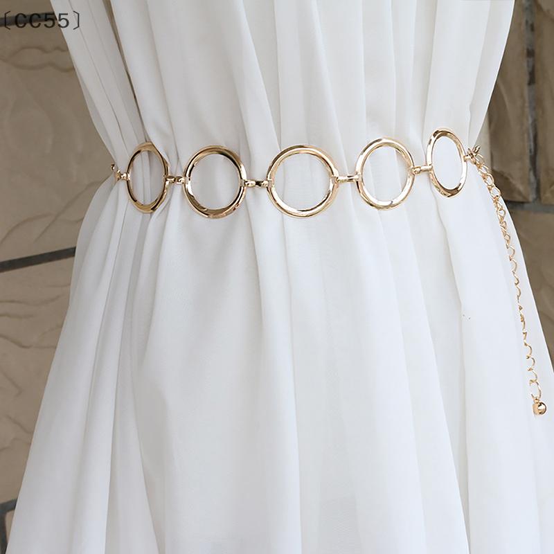 Luxury Women Metal Chain Belt Designer Brand Large Metal Ring Waist Strap Dress Coat Skirt Lady Decorative Waistband