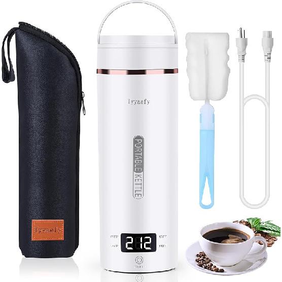 Travel Portable Electric Kettle,Tea Coffee Kettle, Boiled Water Kettle for Rapid Heating & Boiling, Leak Proof & Heated-Insulated, 450mL & 304