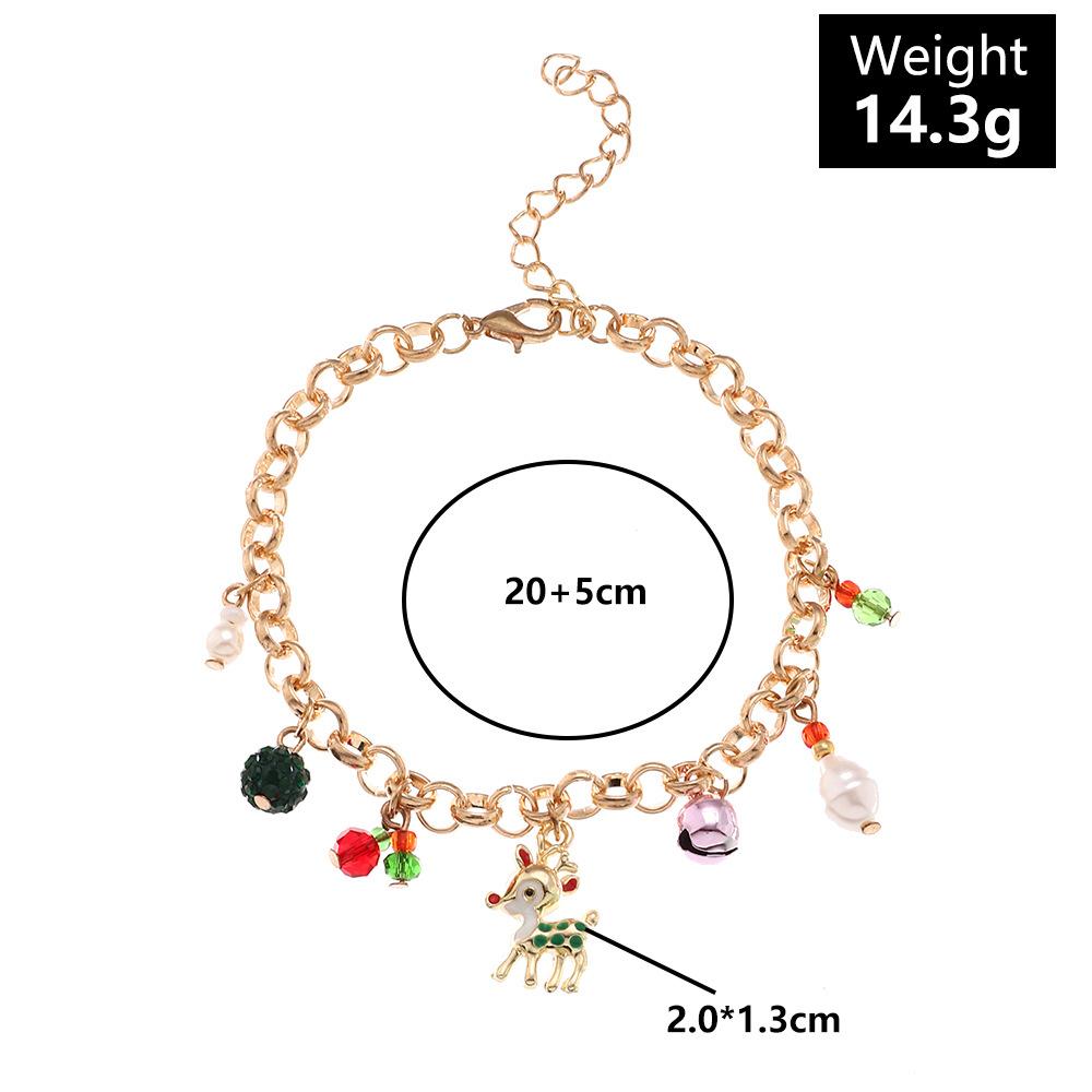 2025 New Fashion Women Lovely Christmas Elk Wreath Bracelet Christmas Party Bell Charms Pendant Metal Bangles Bracelet Jewelry