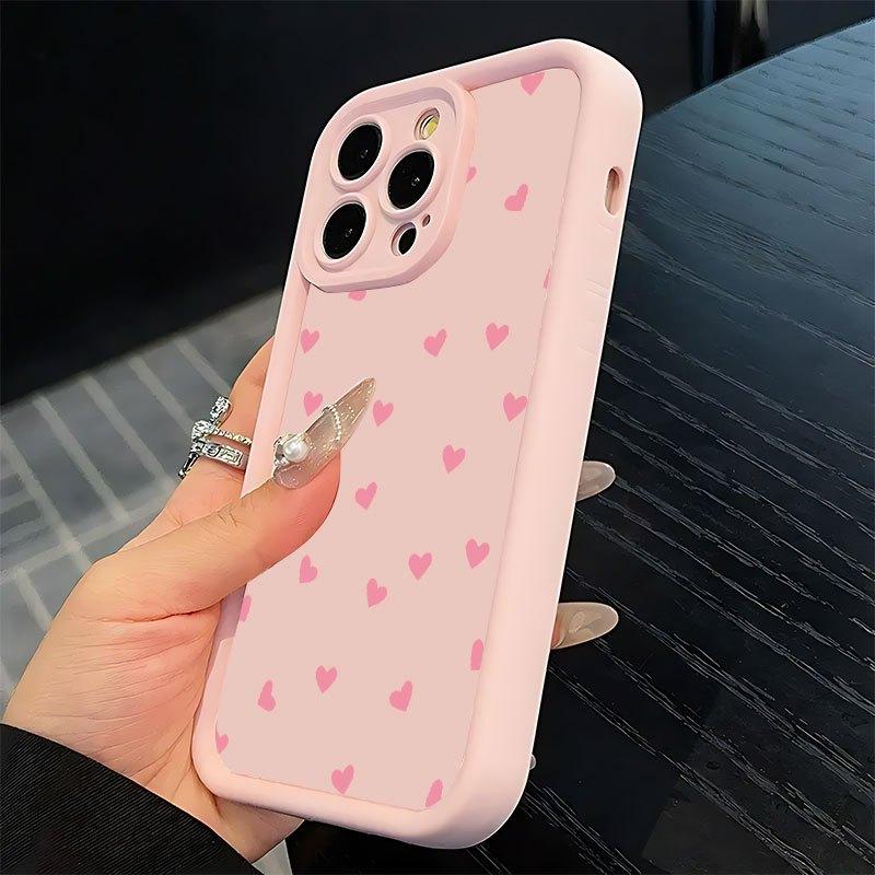 Simple heart-shaped pattern phone case suitable for iPhone 17 16 15 14 13 12 11 Pro/Max/Plus anti drop and shockproof back cover