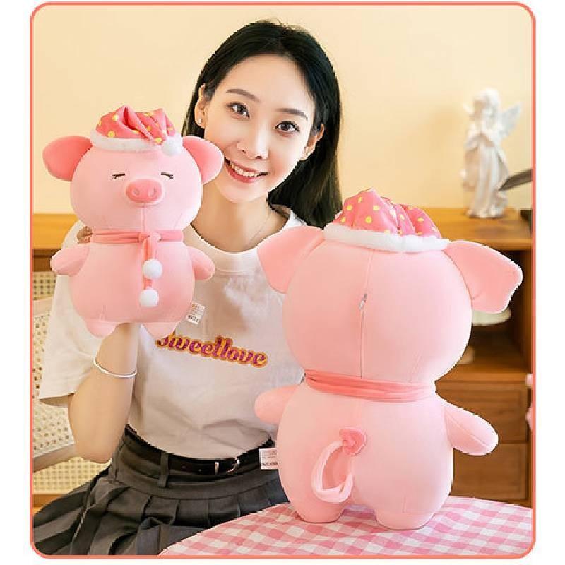 Adorable Pink Plush Pig Toy Cute Nighttime Buddy With Hat For Kids Comforting Sleep Companion