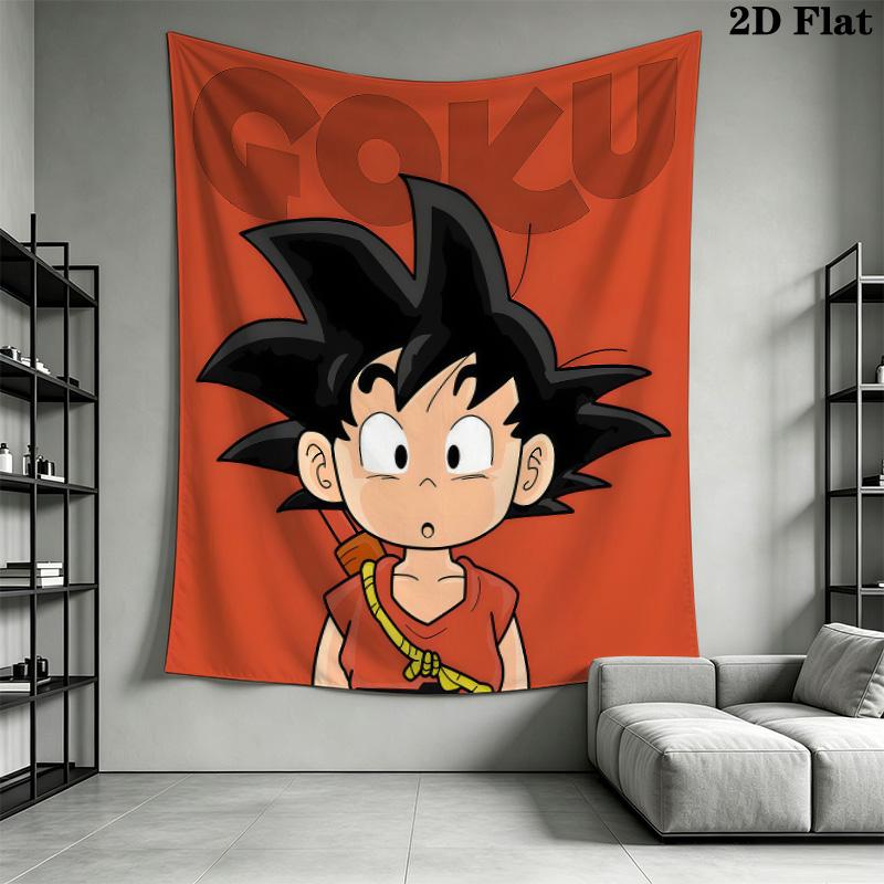 Cute Cartoon Son Goku Wall Tapestry Aesthetic Wall Hanging Printed Fabric Blanket Decorative Tapestries For Bedroom Living Room Home Decor