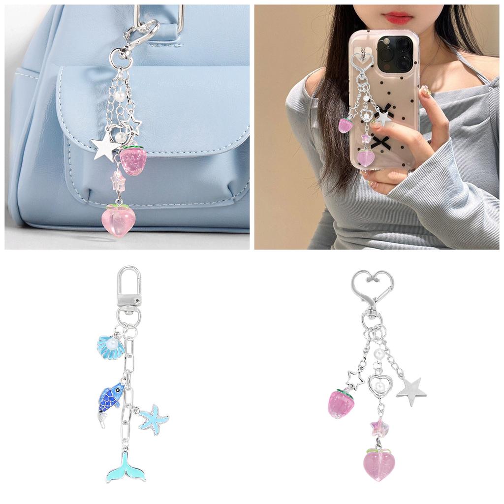 Sweet Phone Charm Decoration Elegant Keychain Adornment Key Rings Pendant Aesthetic Mobile Charm Decorations