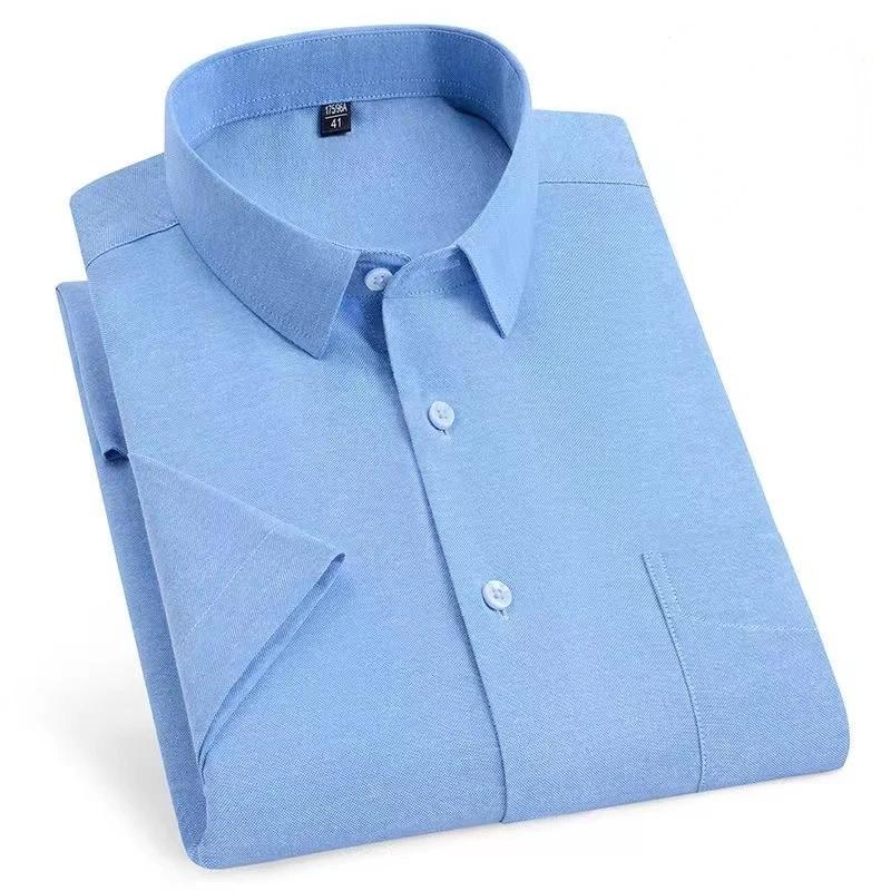 Big Fits 160KG 11XL Hot Sale Plaid Stripe Shirt 100% Oxford Cotton Men's Shirt Short Sleeve Loose Fit Summer Office Wear