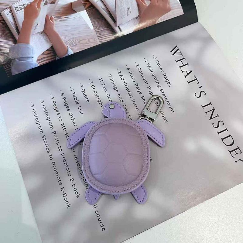 Leather Pendant First Layer Cowhide Mini Earphone Bag Turtle Pendant Change Bag Guangzhou