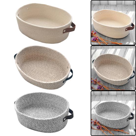 Καλάθι Αποθήκευσης Επιτραπέζιου Βαμβακερό Πλεκτό Παιχνιδιών Καλλυντικών Διάφορα Δοχείο Οργανωτής