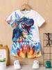 Summer 3D Print Boy Cartoon Dinosaur Set Shorts and T-shirt Short Sleeved Round Neck Casual Children's Clothing