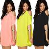 Shirt Large Size Women Shoulder Naked Silk Mousseline Summer Tshirt Dress