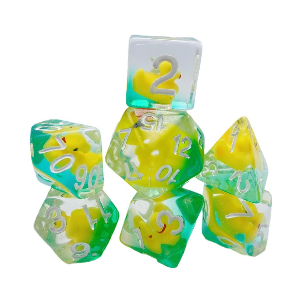 7-Die Dice DND, Rubber Ducky DND Dice, Dice Tray, D and D Dice for Dungeons and Dragons Gift (Dice Set Only)