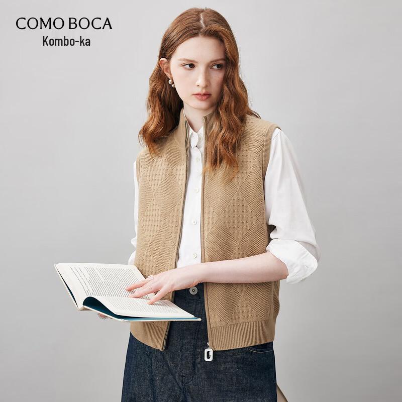 Women's 100% Wool Mock Neck Two-Way Zipper Knitted Vest
