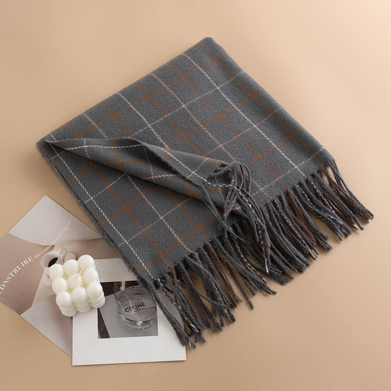 Maillard Scarf Women's Winter New Korean Style High End Retro Versatile Plaid Warm Couple Scarf
