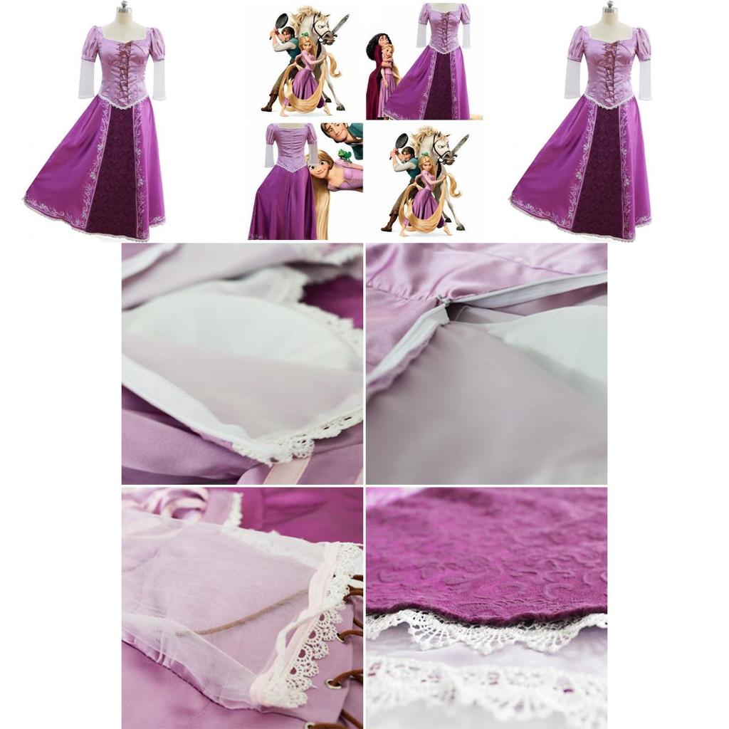 Elegante Costume da Principessa Fiabesca Adulta Rapunzel in Intrecciati per Feste di Halloween