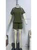 2026 Spring/Summer Women's Stretch Sport Casual Two-Piece Set - Round Neck Short Sleeve Top & Shorts