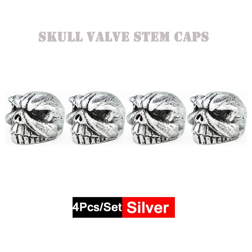 DSYCAR 4Pcs/Set Valve Caps for Tires Skull Style Universal Stem Valve Caps Attractive Dustproof Car Accessories Stem Caps1