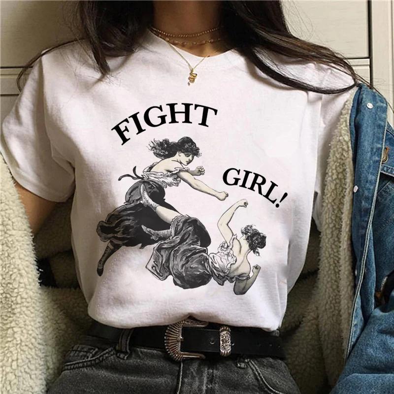 Harajuku Women Tshirt Feminists Tops Women Feminism GRL PWR Ullzang Tee Girl Power Retro Graphic T Shirt Grunge Aesthetic Ladies