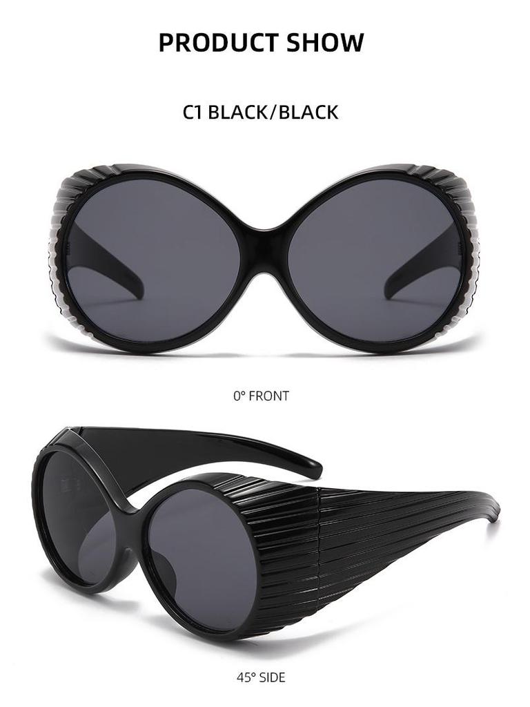 Two Circles Oversized Round Frame Trendy Punk Sunglasses - T1021