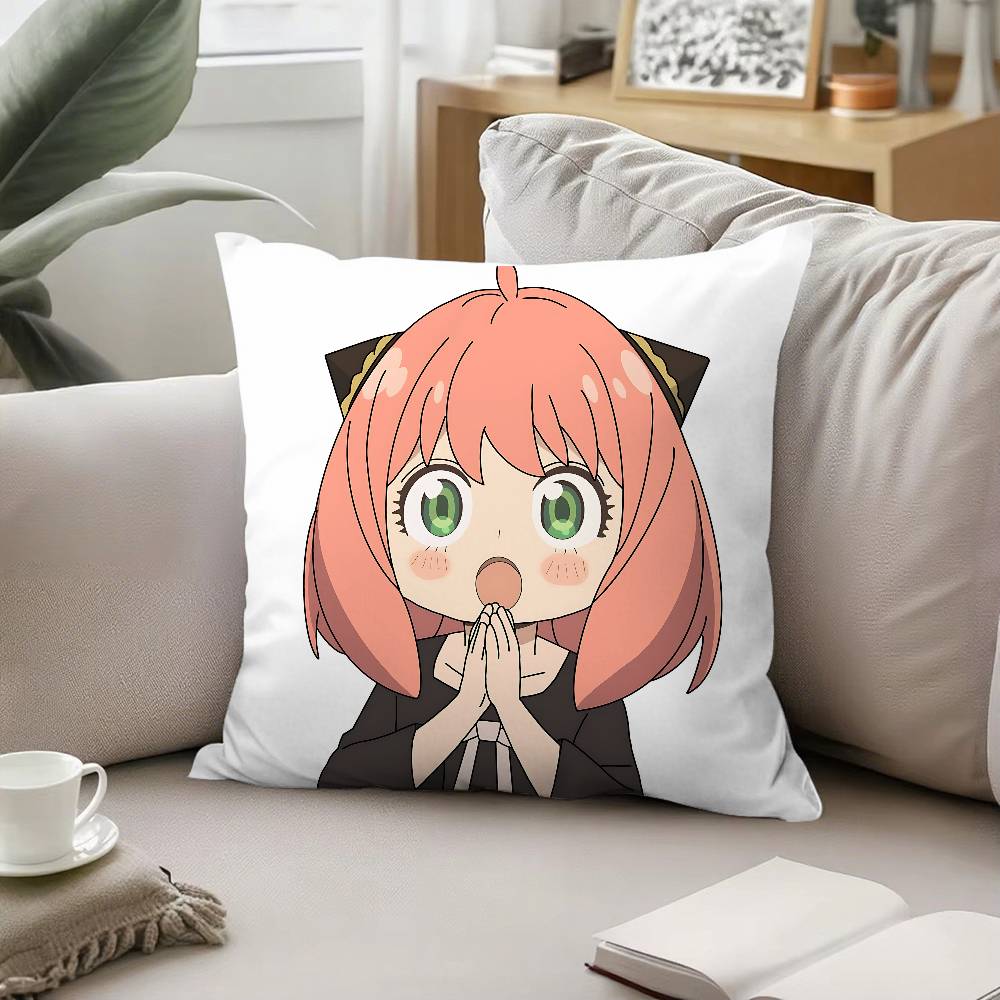 Cute A-Anya Forger Pillow Case Throw Pillow Cover Nordic Vintage Style Cushion Covers Home Living Room Sofa Couch Seat Decor