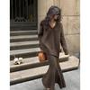 Lazy Style Sweater Set Skirt for Women's Autumn and Winter V-neck Pullover Knitted Sweater Top Half Skirt Fashion Two-piece Set