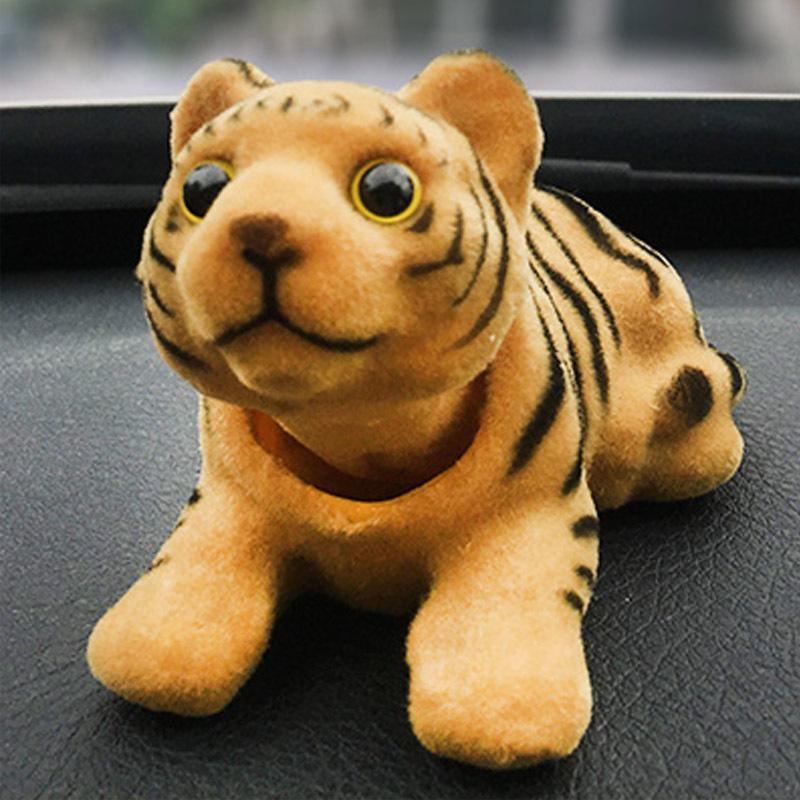 Nodding Dog Shaking His Head Tiger Doll Resin Simulation Dog Toy Dashboard Decoration Car Ornaments Cute Girl Car Accessories