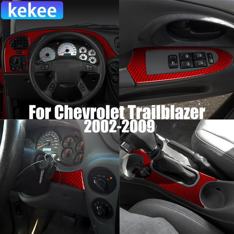 Real Carbon Fiber Car Accessories Trim Red Cover Soft Sticker For Chevrolet Trailblazer 2002 2003 2004 2005 2006 2007 2008 2009
