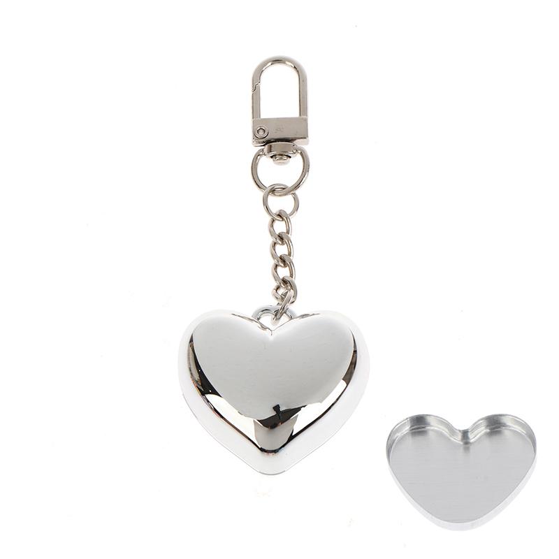 1Pcs Heart Shape Mini Empty Blush Powder Box Eye Shadow Container With Mirror And Aluminum Pan Key Chain Lipstick Case Packaging