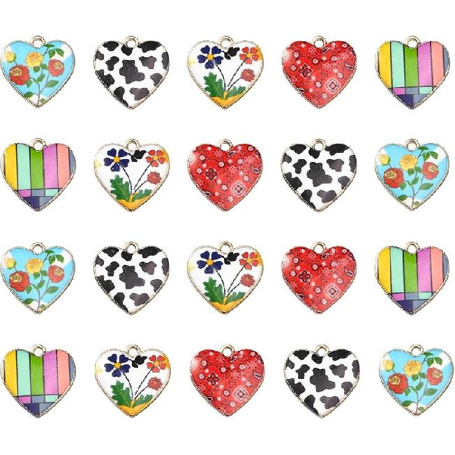 KitBeads 40pcs Enamel Rabbit Charms Mixed Styles Easter Bunny Charms Flower Printed Animal Bunny Rabbit Charms for Jewelry Making Bulk