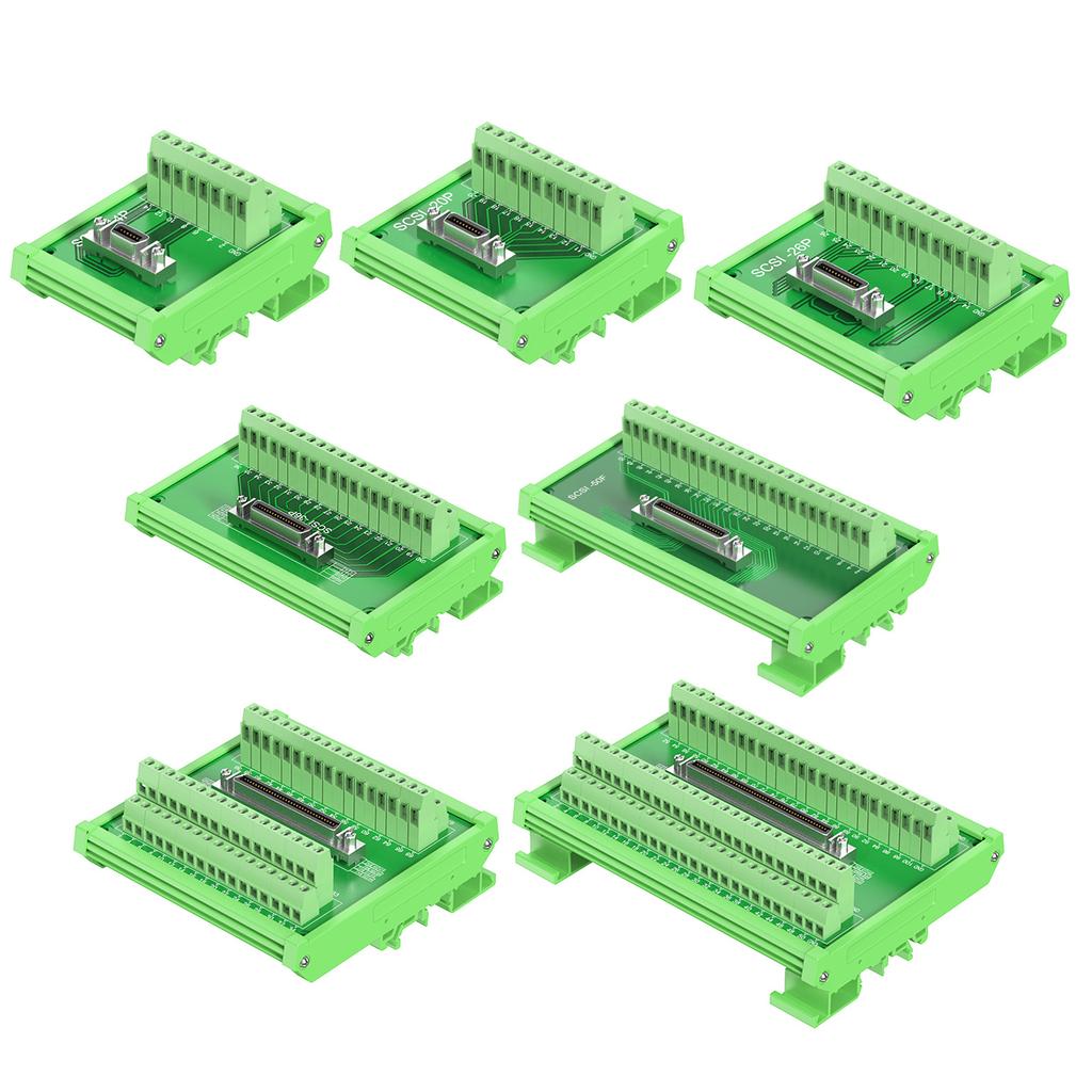SCSI Rail Mounted Terminal Block Connectors 14P to 100P Optional Female Interfaces for Tape Drives and Scanners
