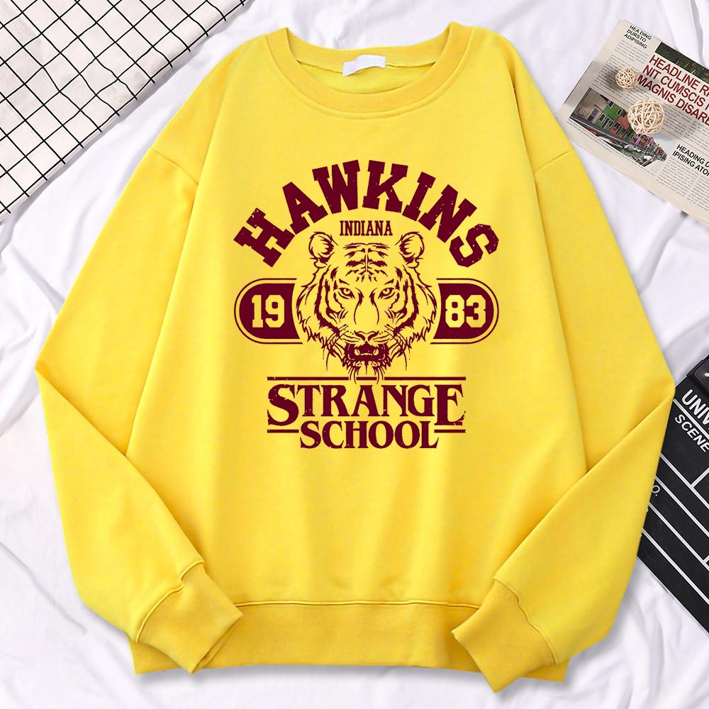 Casual Street Womens Sweatshirt Hawkins High School Indiana 1983 Printing Hoodies Loose Crewneck Pullovers