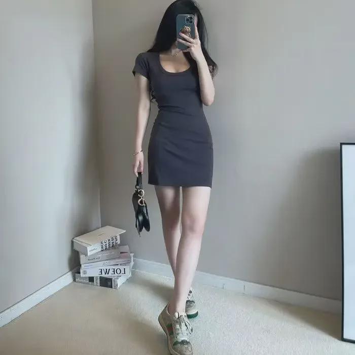 Korean Stylish Summer Slim Fit Dress – Elegant Hip Short Skirt