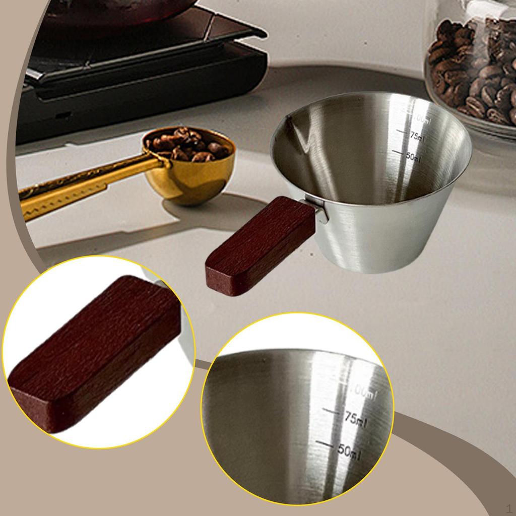 Espresso Measuring Cup Coffee Spoon Clear Measurement Unique 100ml Extraction Sauce Pan for Oil