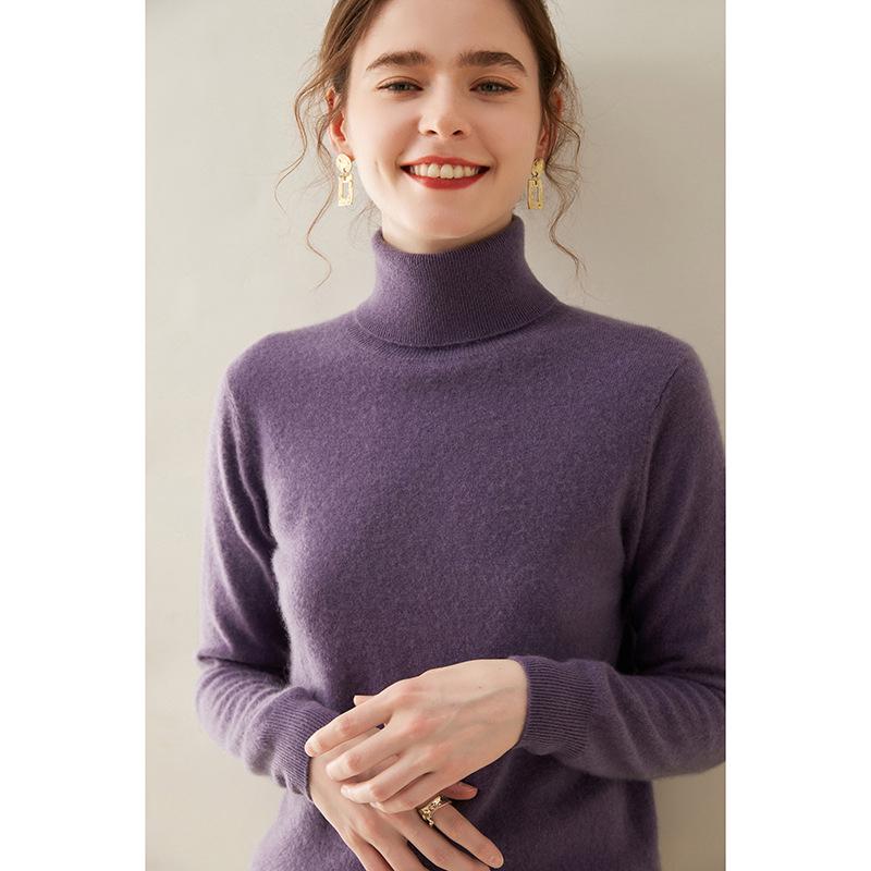 Autumn & Winter Women's Soft Cashmere High Neck Slimming Knitted Sweater