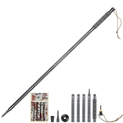 Men's Women's Lightweight Aluminum Trekking Pole Outdoor Multifunctional Detachable Hiking Stick Iron Tip Foldable Feature