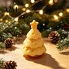 Matte Frosted Ornament 3D Printed Cheese Christmas Tree Ornament, Creative Figurine with Star Topper, Cute Xmas Desktop Ornaments for Home Office