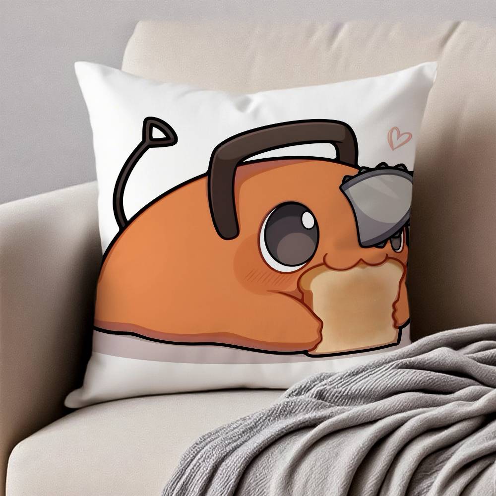 Аниме Человек-бензопила Наволочка P-Почита Наволочка против пылевых клещей Невидимая молния Шелковистый короткий плюш Чехол для диванной подушки 12x12Inch