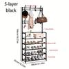 8 Hooks 4/5-layer Metal Frame Multi-Functional Shoe and Hat Rack | Space-Saving Large Capacity Storage, for Living Room, Entryway, or Corner Use