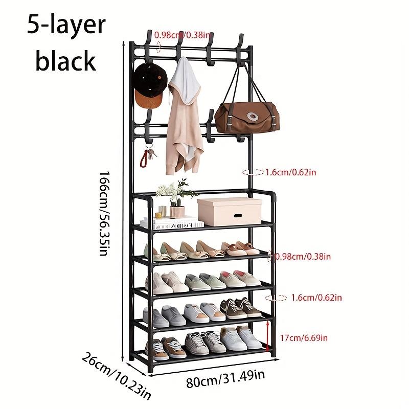 8 Hooks 4/5-layer Metal Frame Multi-Functional Shoe and Hat Rack | Space-Saving Large Capacity Storage, for Living Room, Entryway, or Corner Use