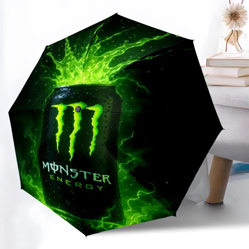 Printed Monster Energy LOGO Printed Folding Umbrella,Outdoor,Leisure,And Travel Umbrella,Durable Umbrella Fabric,Birthday And Holiday Gift