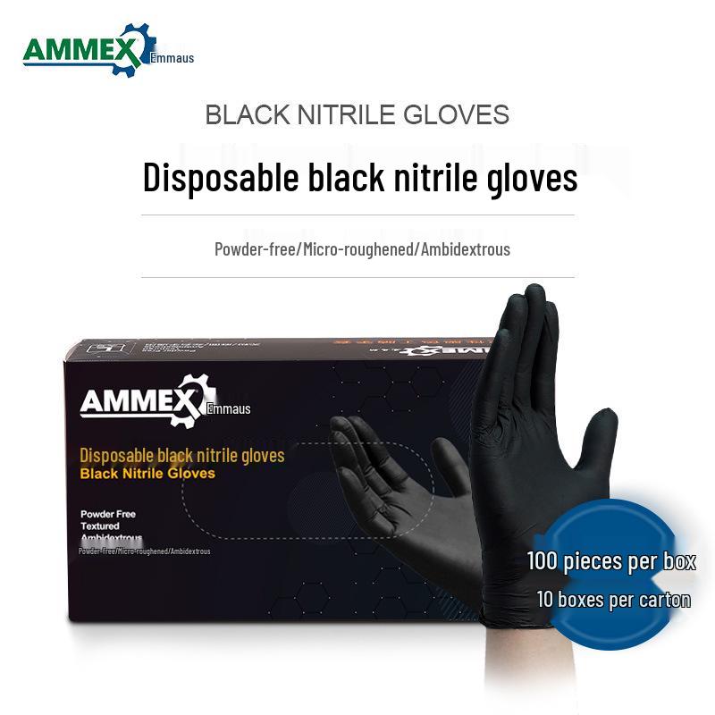 AimaSi GPNBC Black Nitrile Disposable Gloves - Durable, Thick, Food-Grade Rubber Gloves S