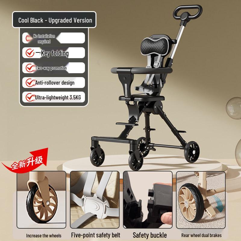 Lightweight One-Button Fold, Two-Way Baby Stroller Artifact