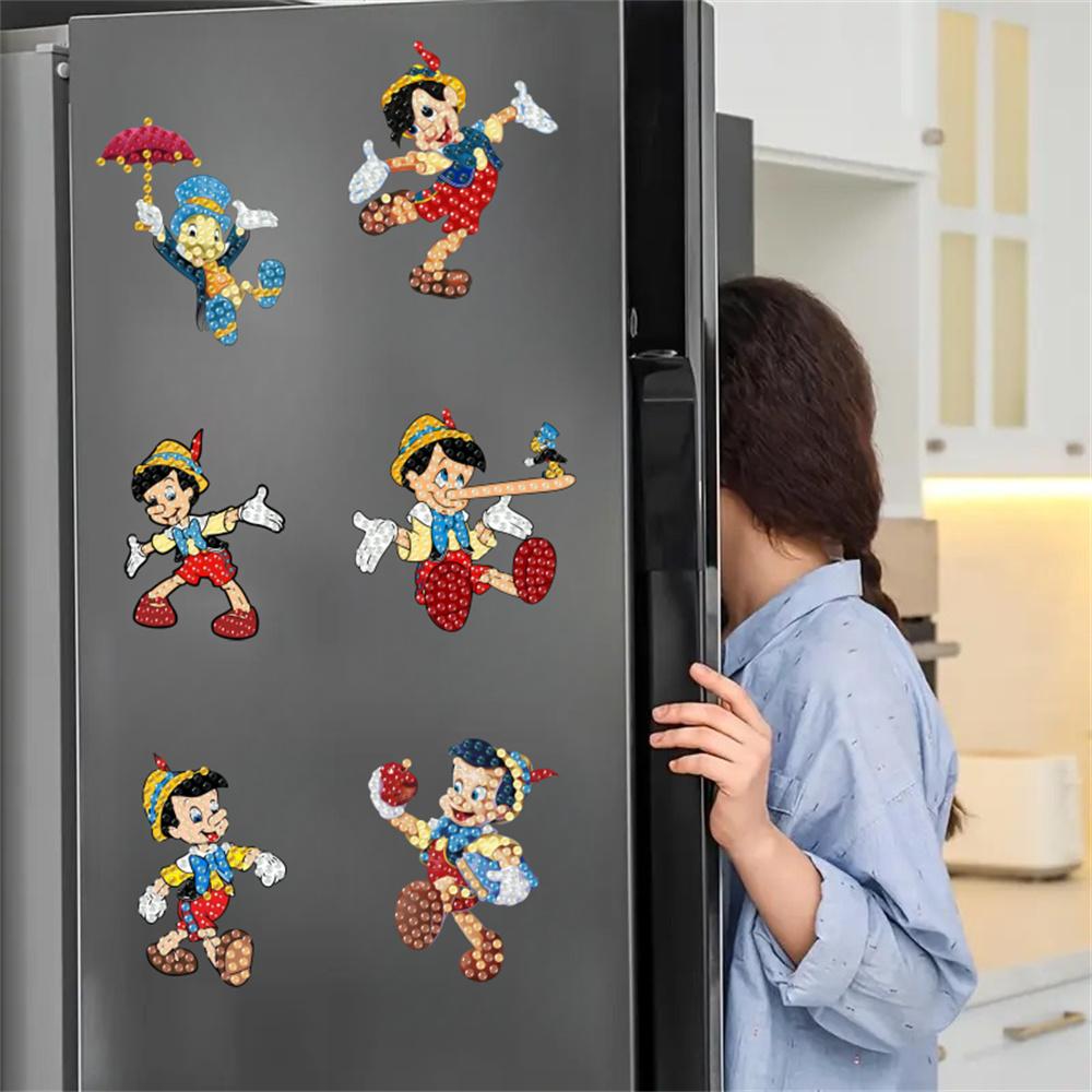 6Pcs Puppet Series Diamond Art Fridge Magnet Diamond Painting Refrigerator Magnet DIY Fridge Stickers for Fridge Whiteboards