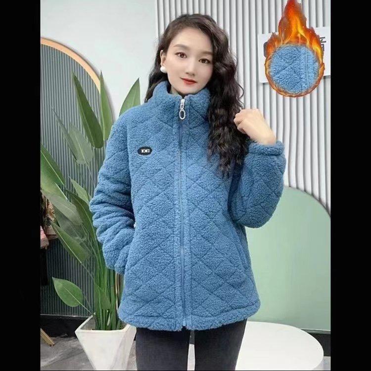 Fleece Lined Thickened Coat Women's Winter Warm Jacket Middle Aged Mothers Fashionable