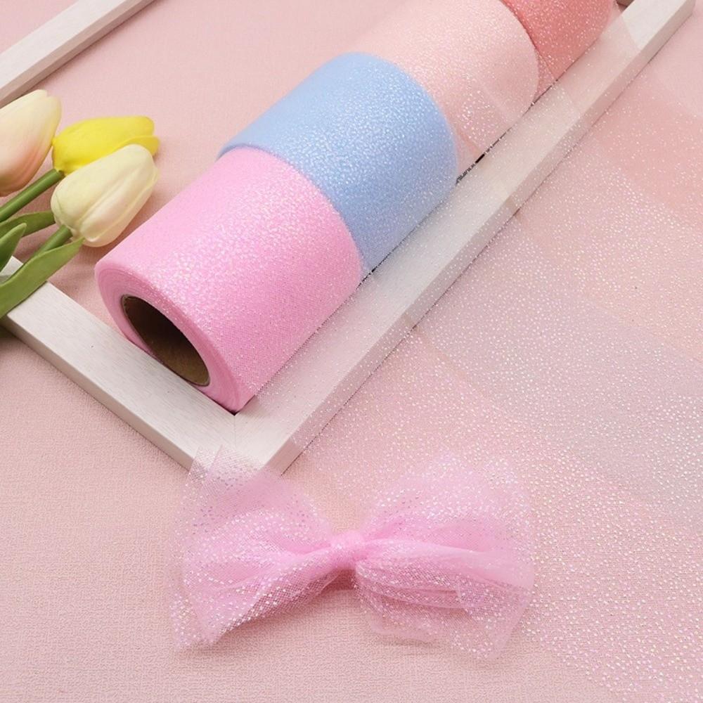 6CM 25Yards Glitter Dot Tulle Roll DIY Craft Gifts Packaging Material New Crystal Sequin Ribbons