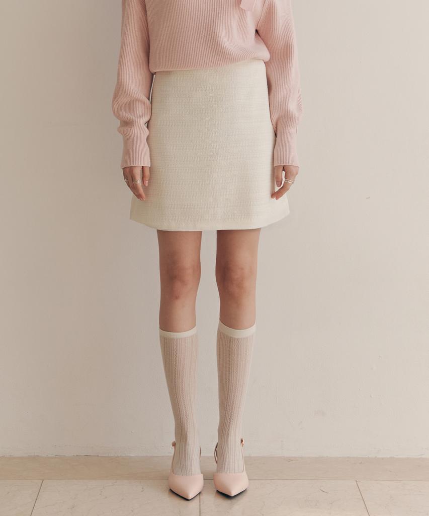 ZEROSTREET [4 Colors] Creamy Tweed Skirt