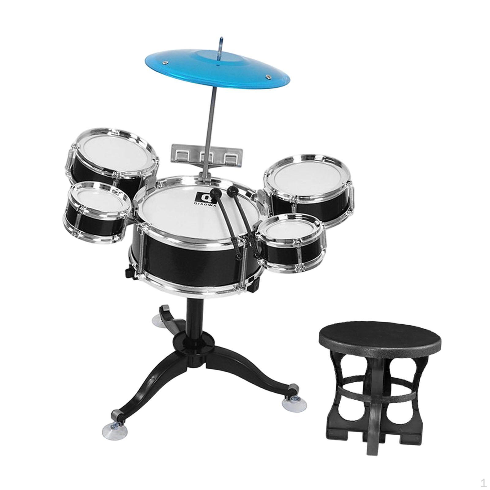 

1 Children s Drum Set Percussion Instrument Kit with Seat And Sturdy Structure for Musical чорний