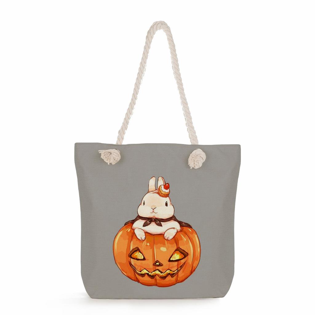 Sac de plage à bandoulière unique en corde épaisse avec imprimé lapin créatif 7247 CLE