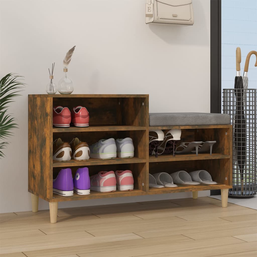 Shoe Rack Smoked Oak 102 x 36 x 60 cm Engineered Wood